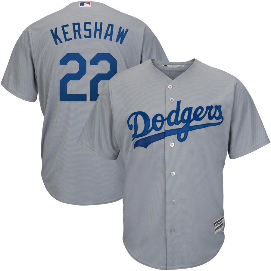 Clayton Kershaw Los Angeles Dodgers Majestic Road Official Cool Base Player Replica Jersey Gray