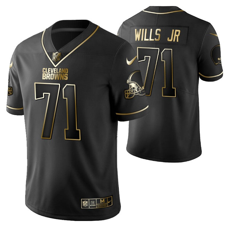 Cleveland Browns Jedrick Wills 71 2021 Nfl Golden Brandedition Black Jersey Gift For Browns Fans