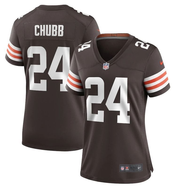 Cleveland Browns Nick Chubb 24 Nfl 2020 Brown Womens Jersey