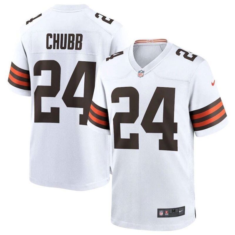 Cleveland Browns Nick Chubb 24 Nfl 2020 White Jersey