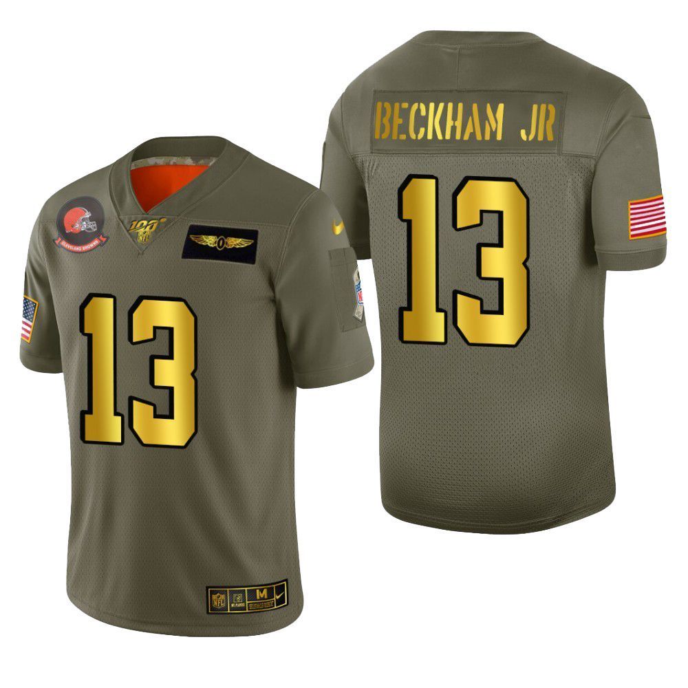 Cleveland Browns Odell Beckham Jr 2019 Salute To Service Nfl 100 Mens Jersey Metallic