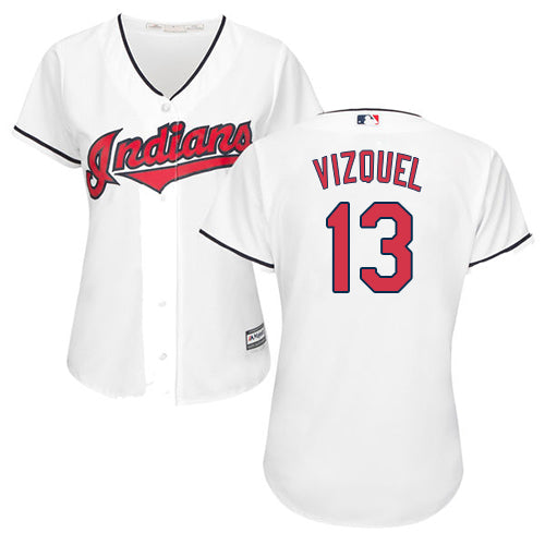 Cleveland Indians 13 Omar Vizquel White Home Womens Stitched Mlb Jersey