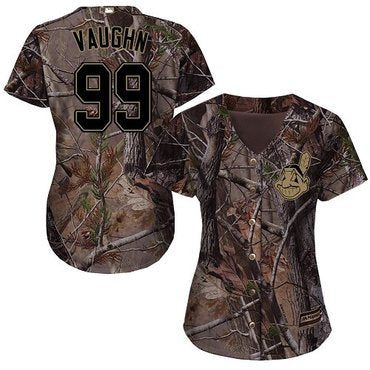 Cleveland Indians 99 Ricky Vaughn Camo Realtree Collection Cool Base Womens Stitched Baseball Jersey