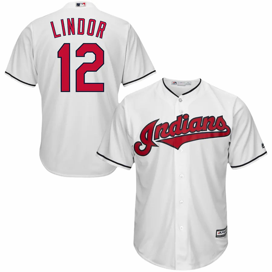 Cleveland Indians Majestic Official Cool Base Francisco Lindor Player Jersey White