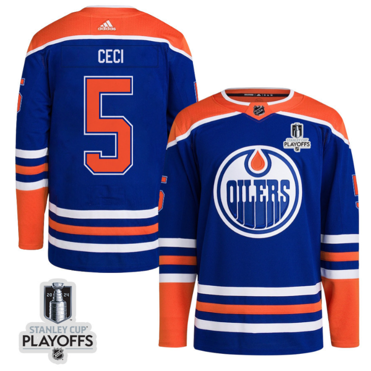 Cody Ceci 5 Edmonton Oilers 2024 NHL Playoffs Patch Home Jersey Men