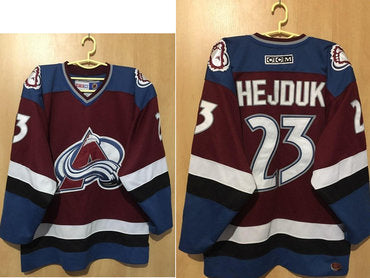 Colorado Avalanche 23 Milan Hejduk Ccm Throwback Alternate Nhl Hockey Jersey
