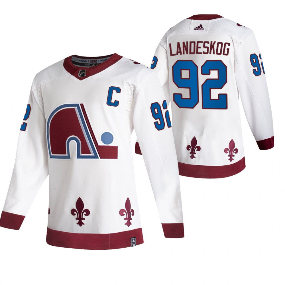 Colorado Avalanche 92 Gabriel Landeskog White Mens Adidas 2020 21 Reverse Retro Alternate Nhl Jersey