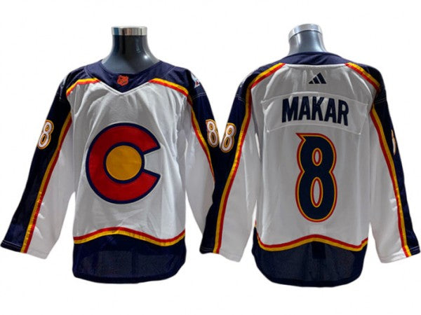 Colorado Avalanche #8 Cale Makar White 2022&23 Reverse Retro Jersey