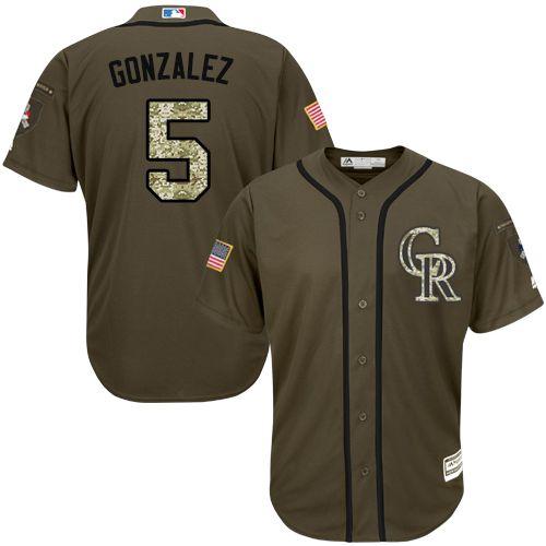 Colorado Rockies 5 Carlos Gonzalez Green Salute To Service Stitched Mlb Jersey