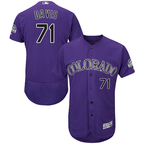 Colorado Rockies 71 Wade Davis Purple Flexbase Authentic Collection Stitched Mlb Jersey