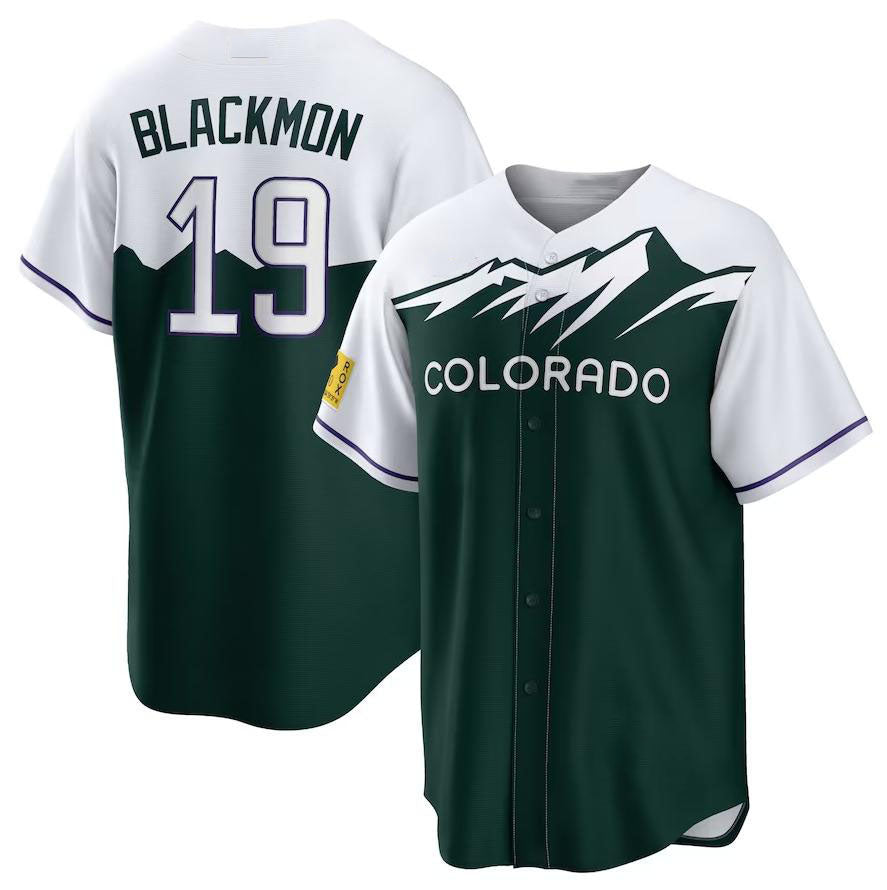 Colorado Rockies #19 Charlie Blackmon White Forest Green Home Replica Player Nam