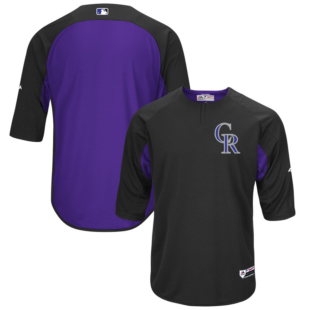 Colorado Rockies Majestic Collection On field 34 sleeve Batting Practice Jersey Blackpurple