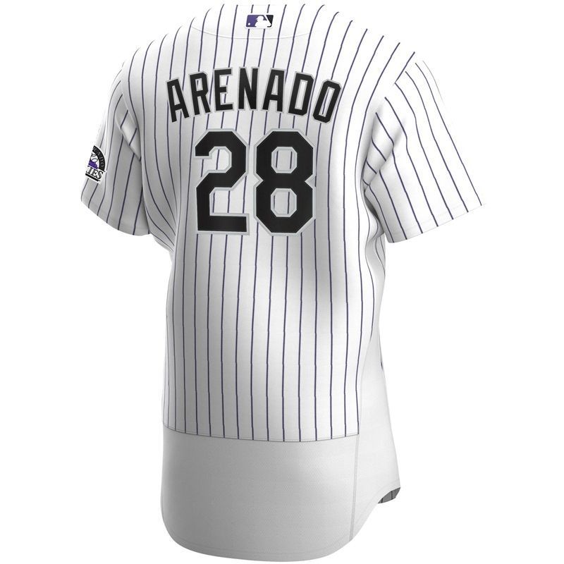 Colorado Rockies Nolan Arenado 28 2020 Mlb White Stripe Lines Jersey