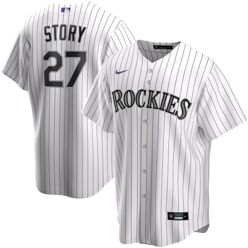 Colorado Rockies Trevor Story 27 2020 Mlb White Stripe Lines Jersey