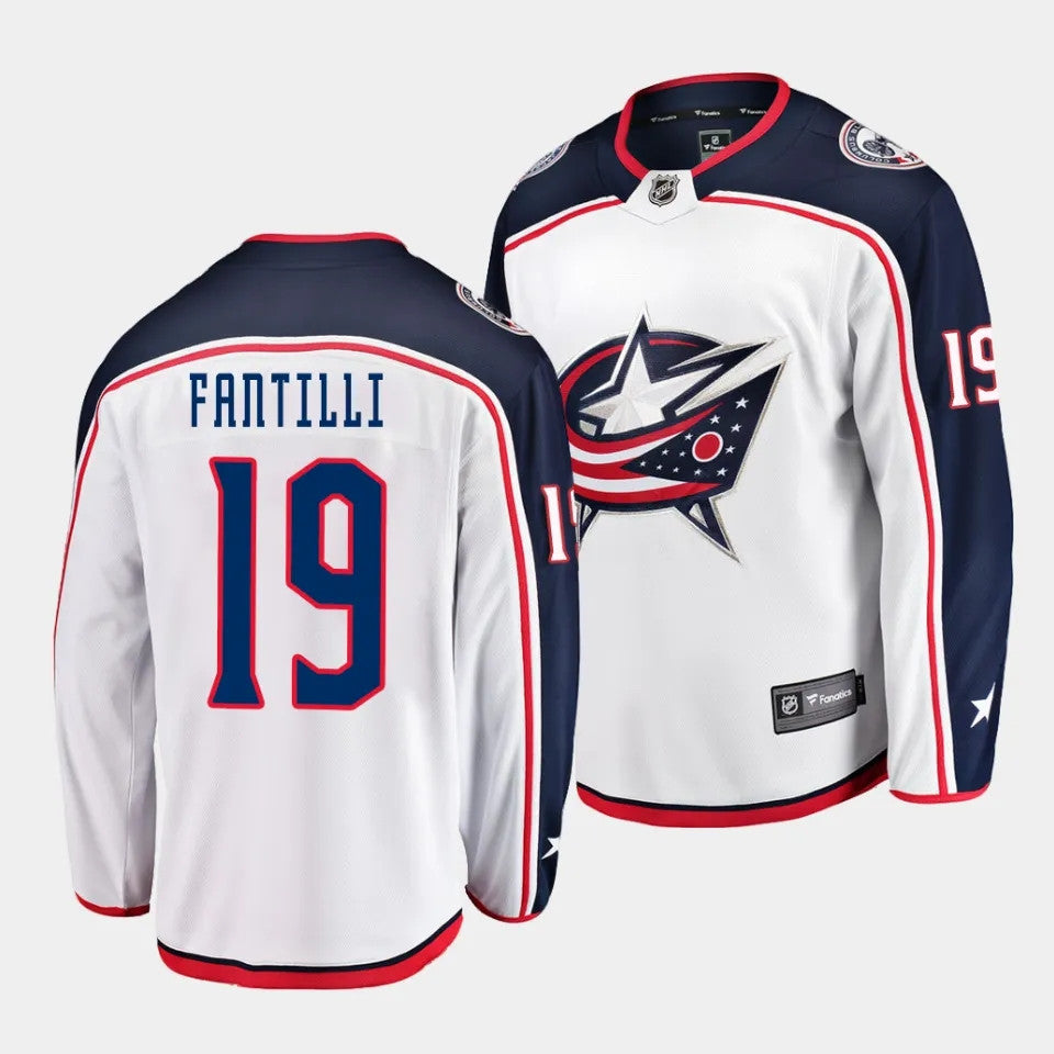 Columbus Blue Jackets 19 Adam Fantilli Away White Jersey 2023 Nhl Draft
