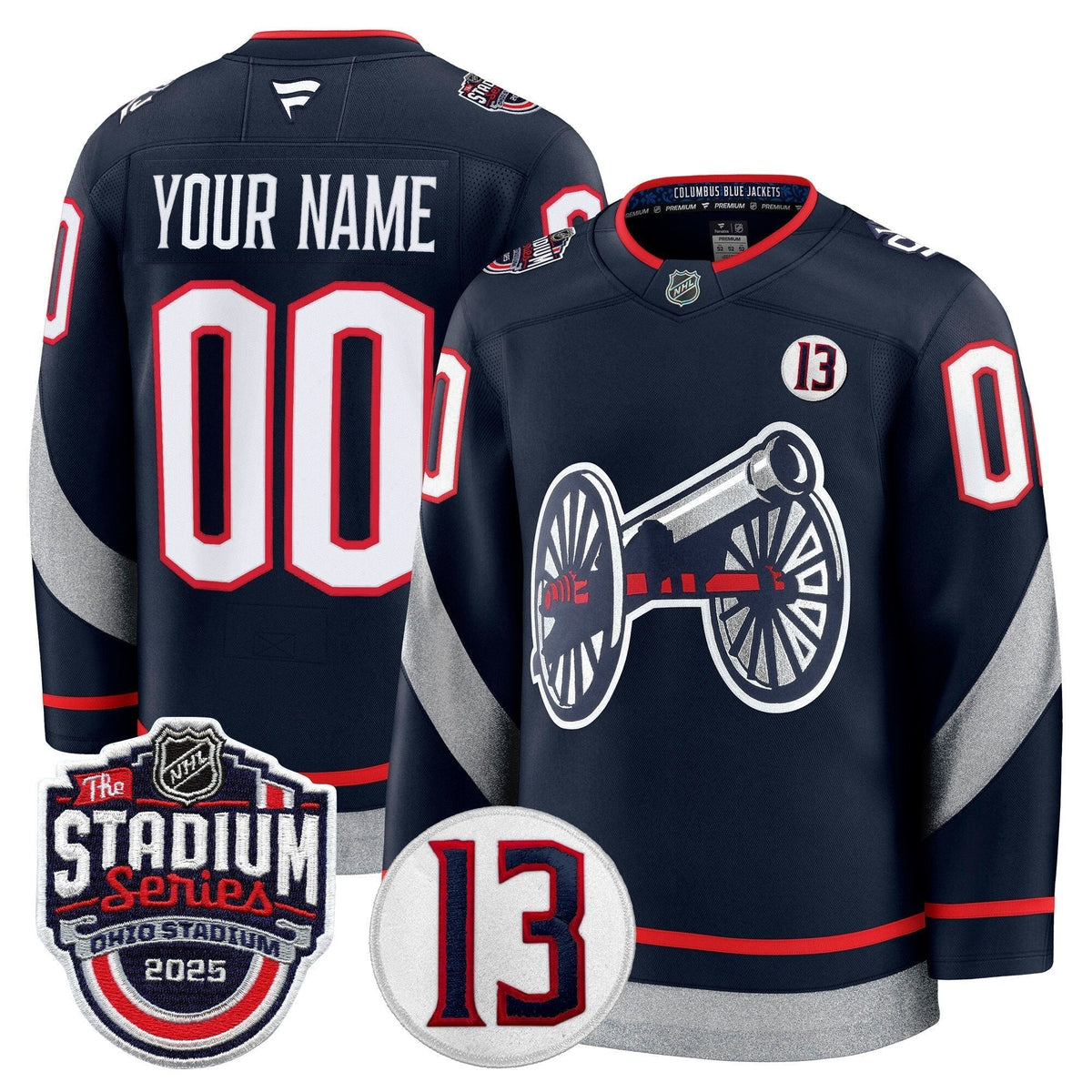 Columbus Blue Jackets 2025 Stadium Series & #13 Johnny Gaudreau Patch Premium Cu