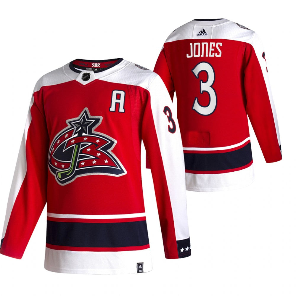 Columbus Blue Jackets 3 Seth Jones Red Mens Adidas 2020 21 Reverse Retro Alternate Nhl Jersey