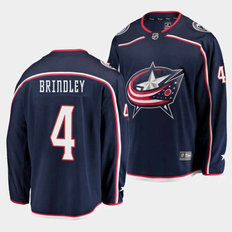 Columbus Blue Jackets 4 Gavin Brindley Home Navy Jersey 2023 Nhl Draft