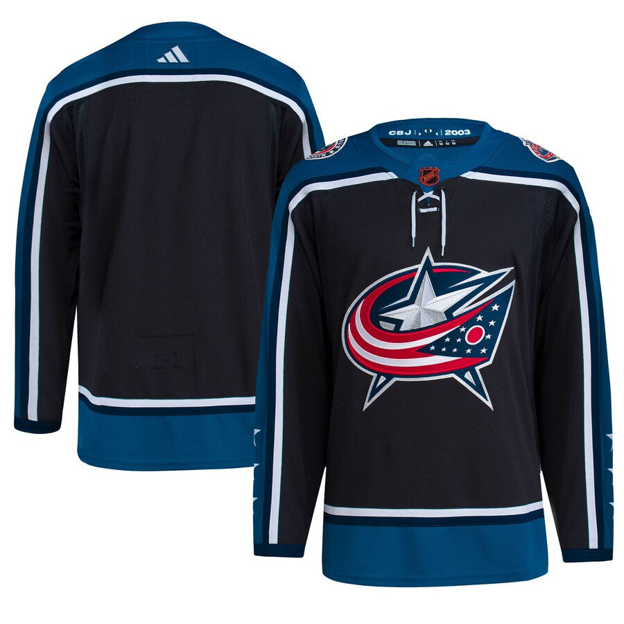 Columbus Blue Jackets Adidas Reverse Retro 20 Blank Jersey Black