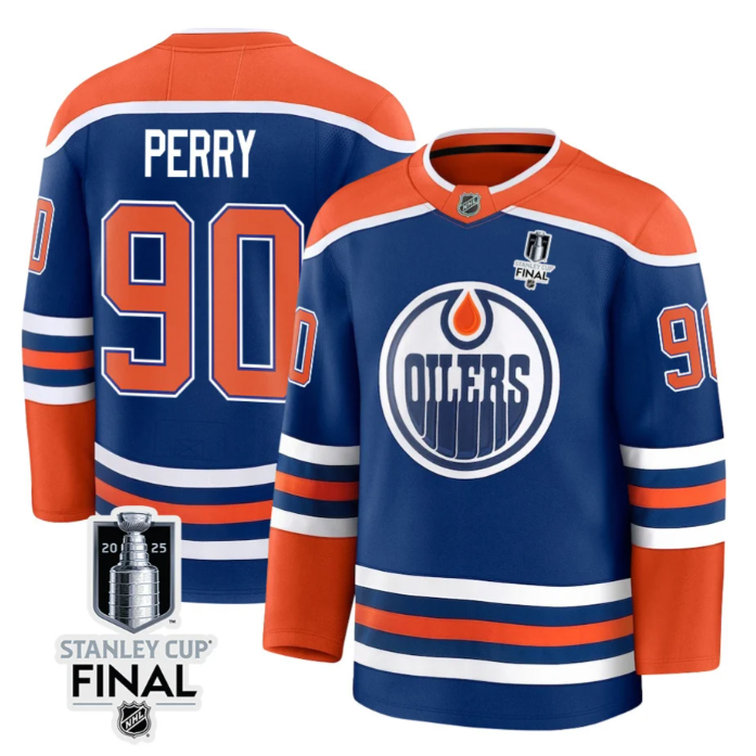 Corey Perry 90 Edmonton Oilers 2025 STANLEY CUP Final Patch Home Men Jersey Roya