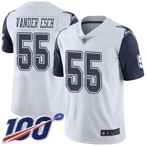 Cowboys 55 Leighton Vander Esch White Mens Stitched Football Limited Rush 100th Season Jersey