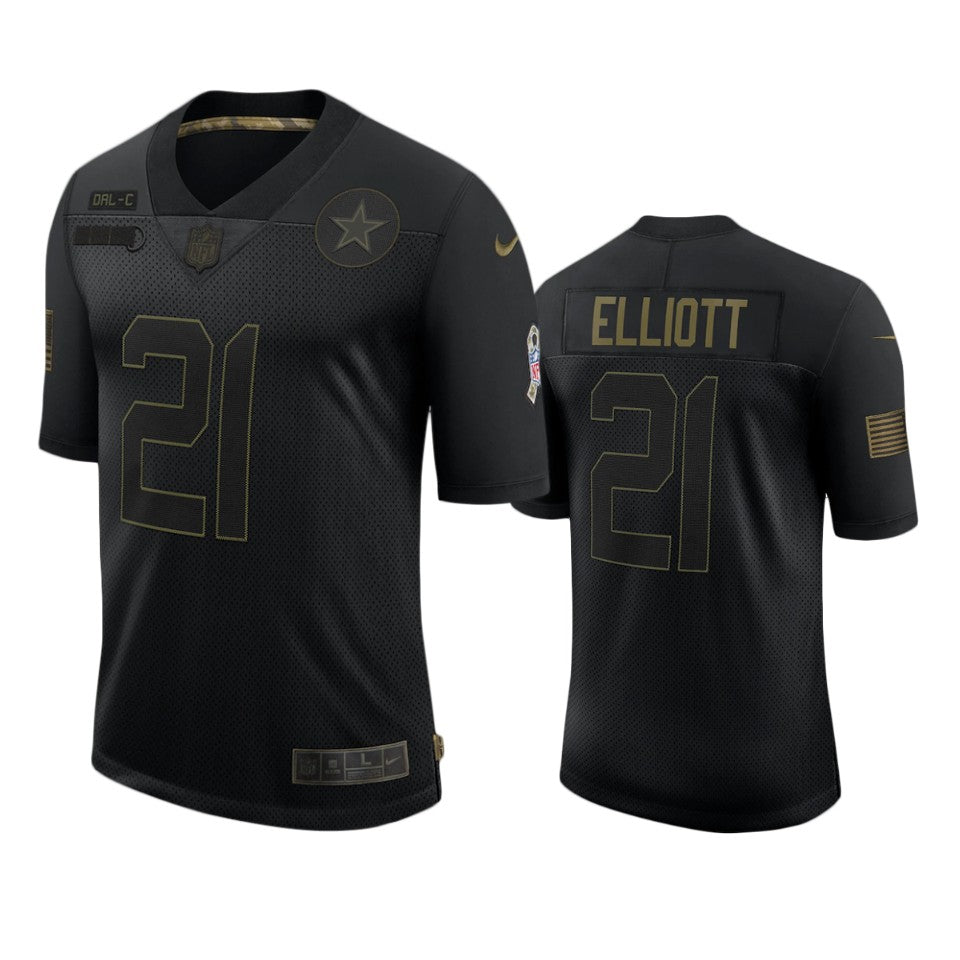 Cowboys Ezekiel Elliott Limited Jersey Black 2020 Salute To Service