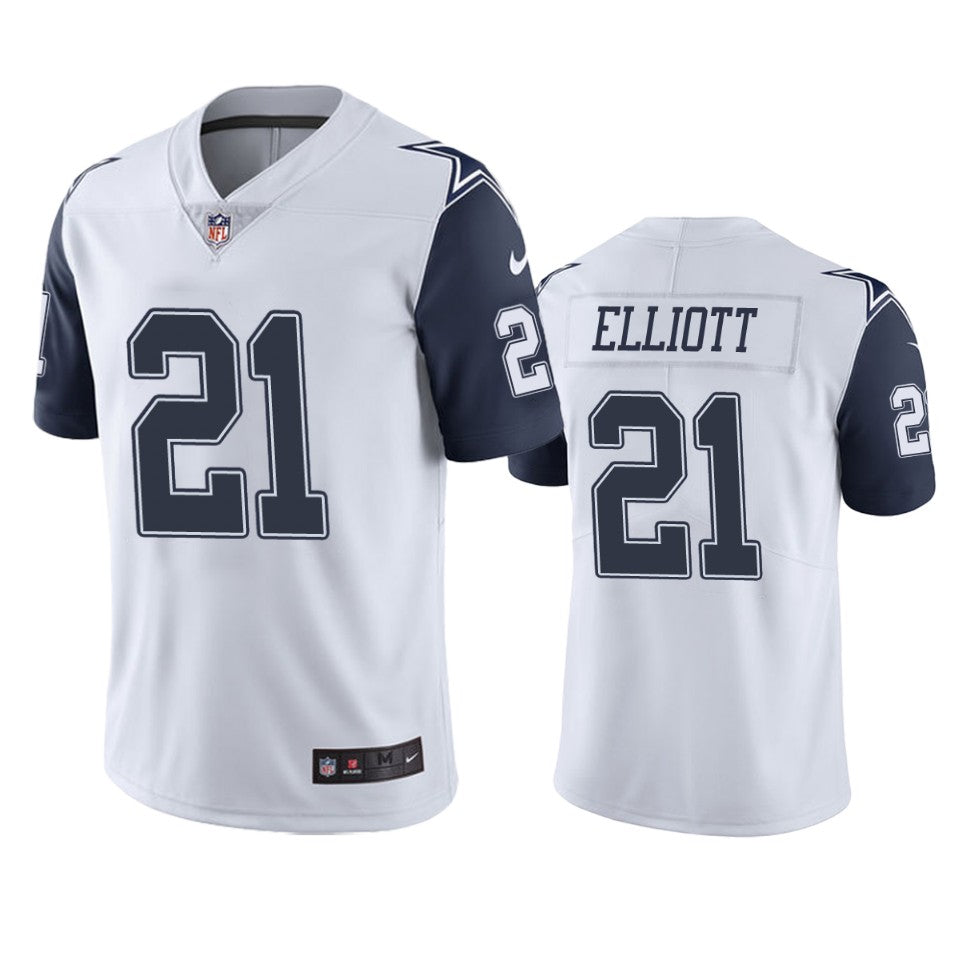 Cowboys Ezekiel Elliott White Color Rush Limited Jersey