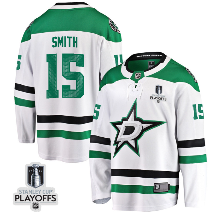 Craig Smith 15 Dallas Stars 2024 NHL Playoffs Patch Away Breakaway Jersey Men