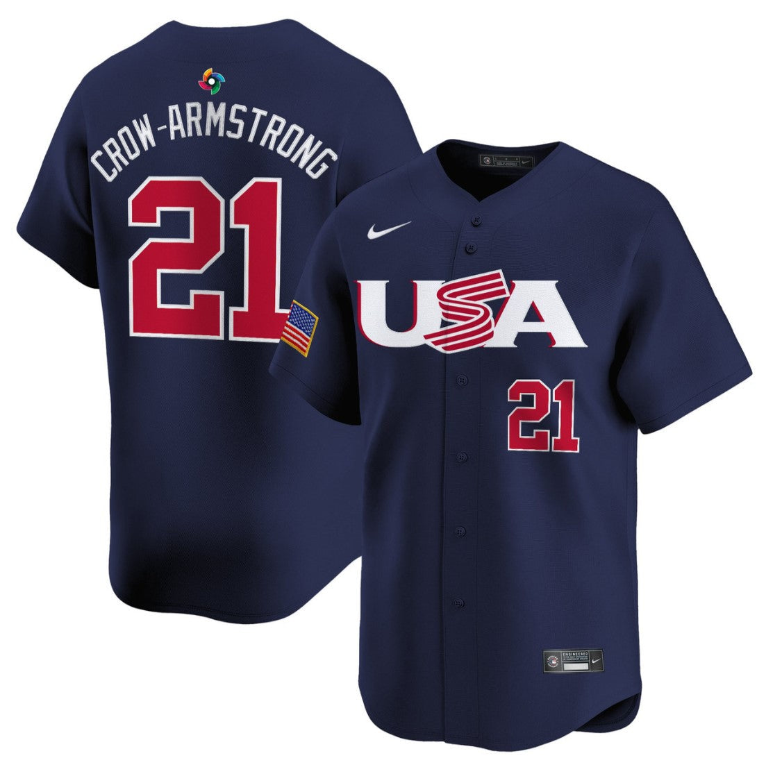 Crow-Armstrong Jersey #21 Projected Team USA World Baseball Classic 2023 Style 2