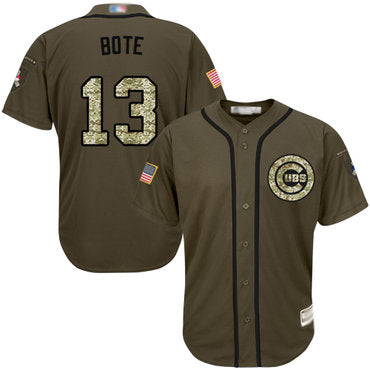 Cubs 13 David Bote Green Salute To Service Stitched Baseball Jersey