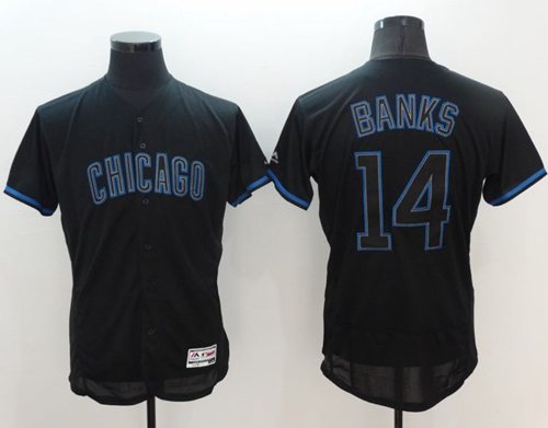 Cubs 14 Ernie Banks Black Fashion Flexbase Authentic Collection Stitched Mlb Jersey