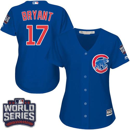 Cubs 17 Kris Bryant Blue Alternate 2016 World Series Bound Womens Stitched Mlb Jersey