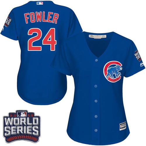 Cubs 24 Dexter Fowler Blue Alternate 2016 World Series Bound Womens Stitched Mlb Jersey
