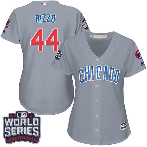 Cubs 44 Anthony Rizzo Grey Road 2016 World Series Bound Womens Stitched Mlb Jersey