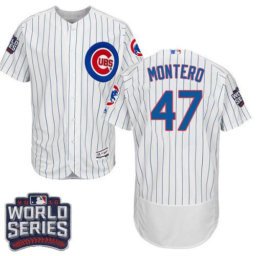 Cubs 47 Miguel Montero White Flexbase Authentic Collection 2016 World Series Bound Stitched Mlb Jersey