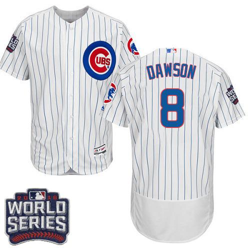 Cubs 8 Andre Dawson White Flexbase Authentic Collection 2016 World Series Bound Stitched Mlb Jersey
