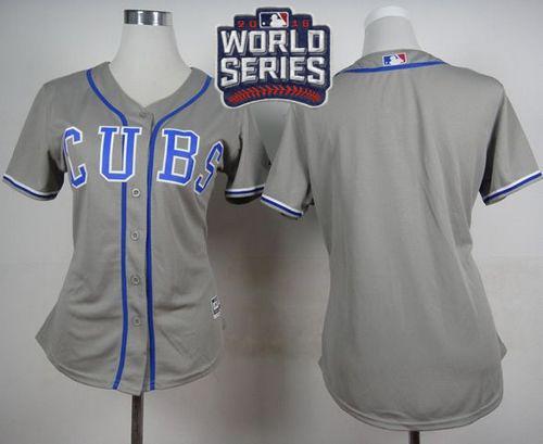 Cubs Blank Grey Alternate Road 2016 World Series Bound Womens Stitched Mlb Jersey