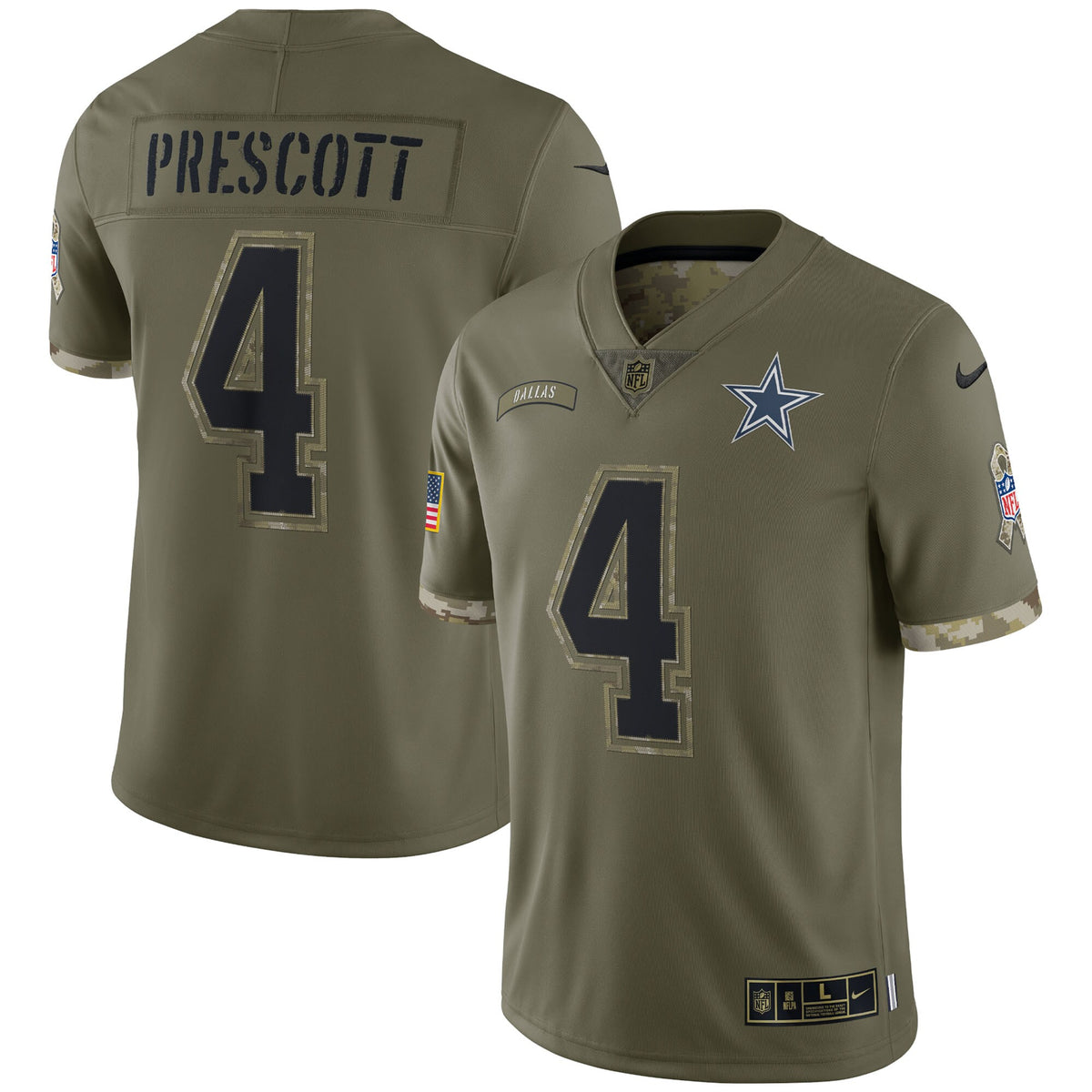 Dak Prescott Dallas Cowboys Nike 2022 Salute To Service Limited Jersey Olive