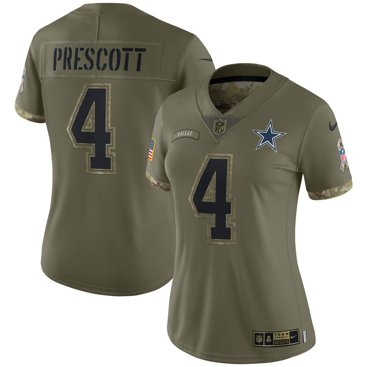 Dak Prescott Dallas Cowboys Nike Womens 2022 Salute To Service Limited Jersey Olive
