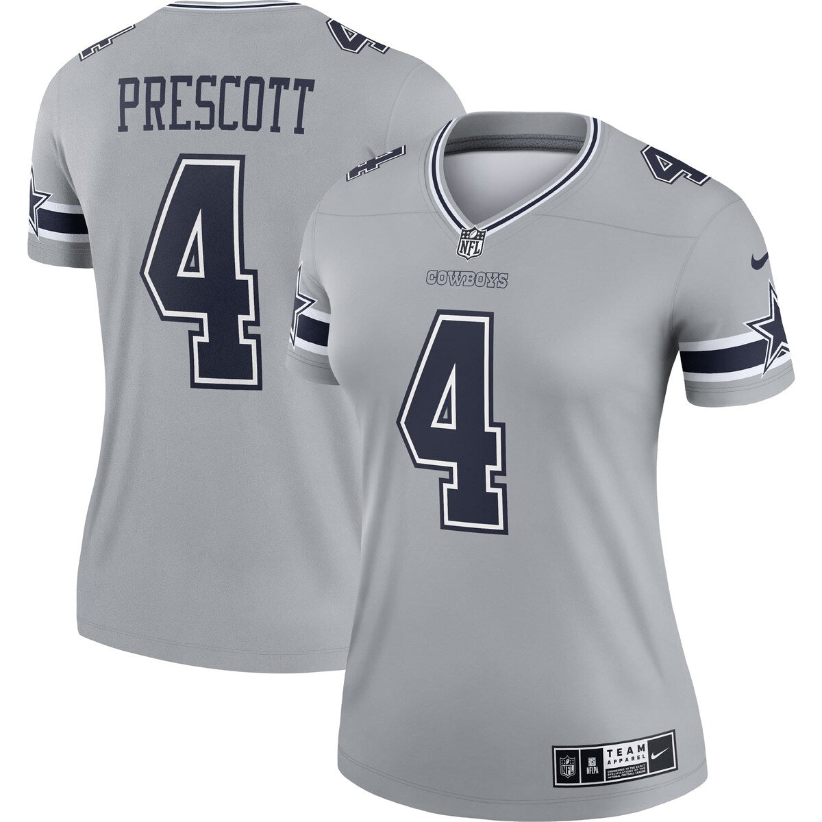 Dak Prescott Dallas Cowboys Nike Womens Inverted Legend Jersey Gray