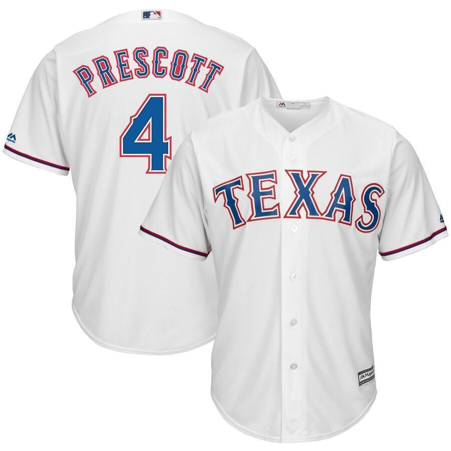 Dak Prescott Texas Rangers Majestic Nfl X Mlb Crossover Cool Base Player Jersey White 2019