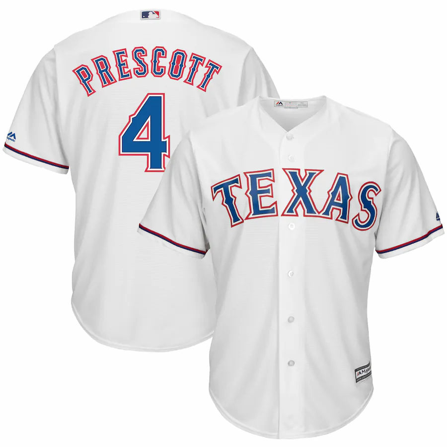 Dak Prescott Texas Rangers Majestic Nfl X Mlb Crossover Cool Base Player Jersey White