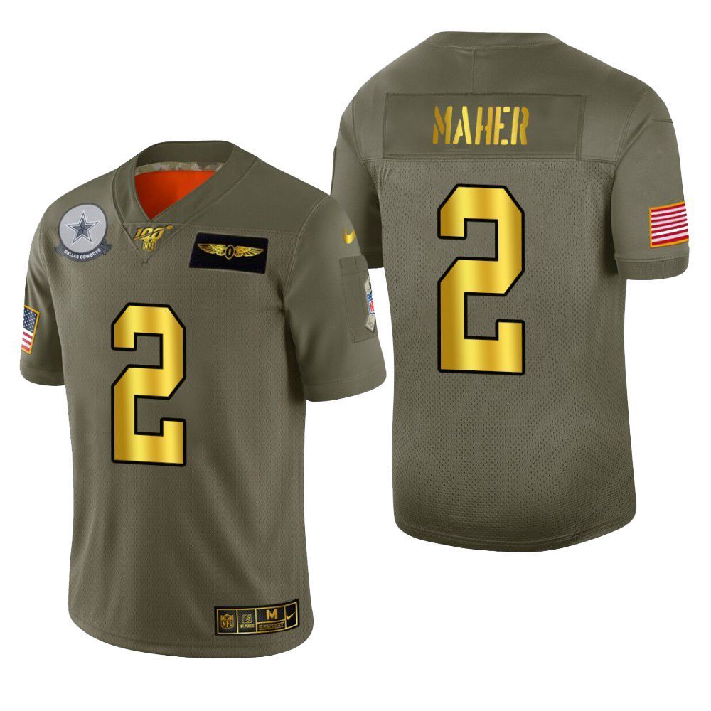 Dallas Cowboys Brett Maher 2019 Salute To Service Nfl 100 Mens Jersey Metallic