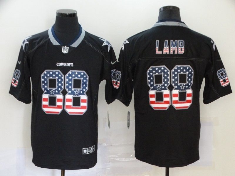 Dallas Cowboys Ceedee Lamb 88 Nfl 2020 Black Us Flag Jersey