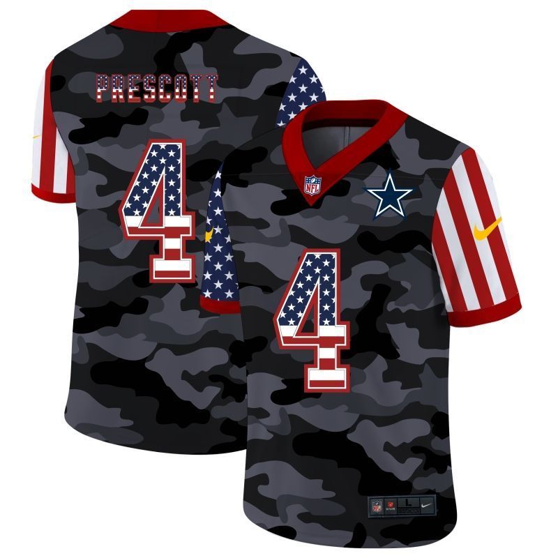 Dallas Cowboys Dak Prescott 4 Nfl 2020 American Flag Camo Jersey