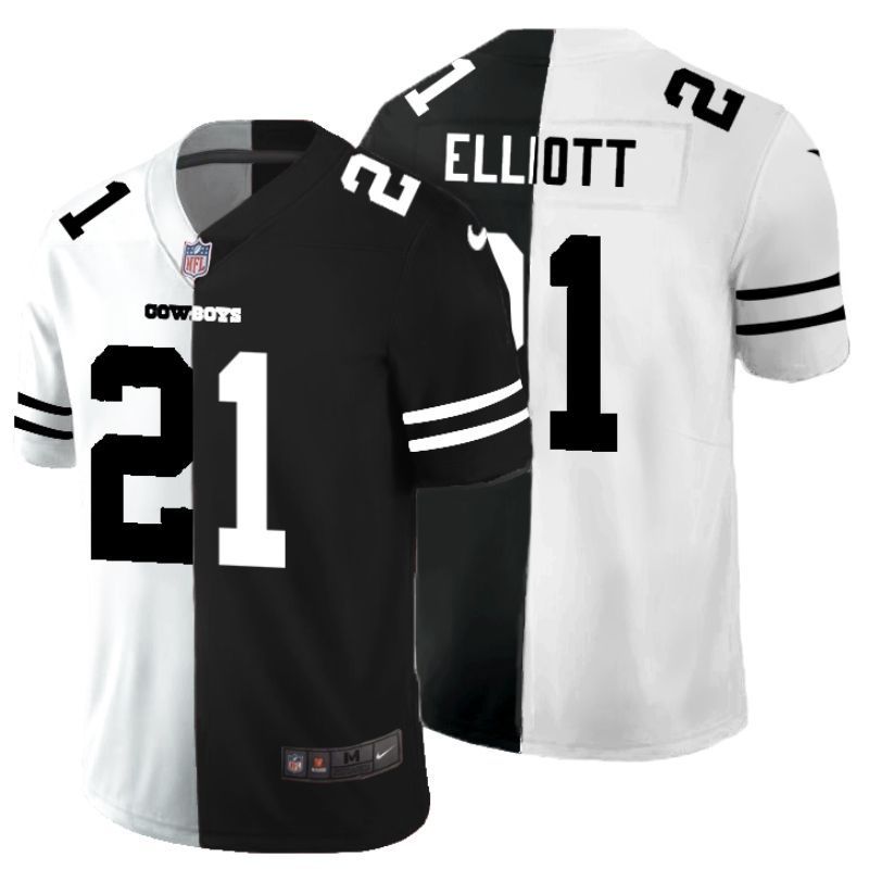 Dallas Cowboys Ezekiel Elijah Elliott 21 Nfl 2020 Black And White Jersey