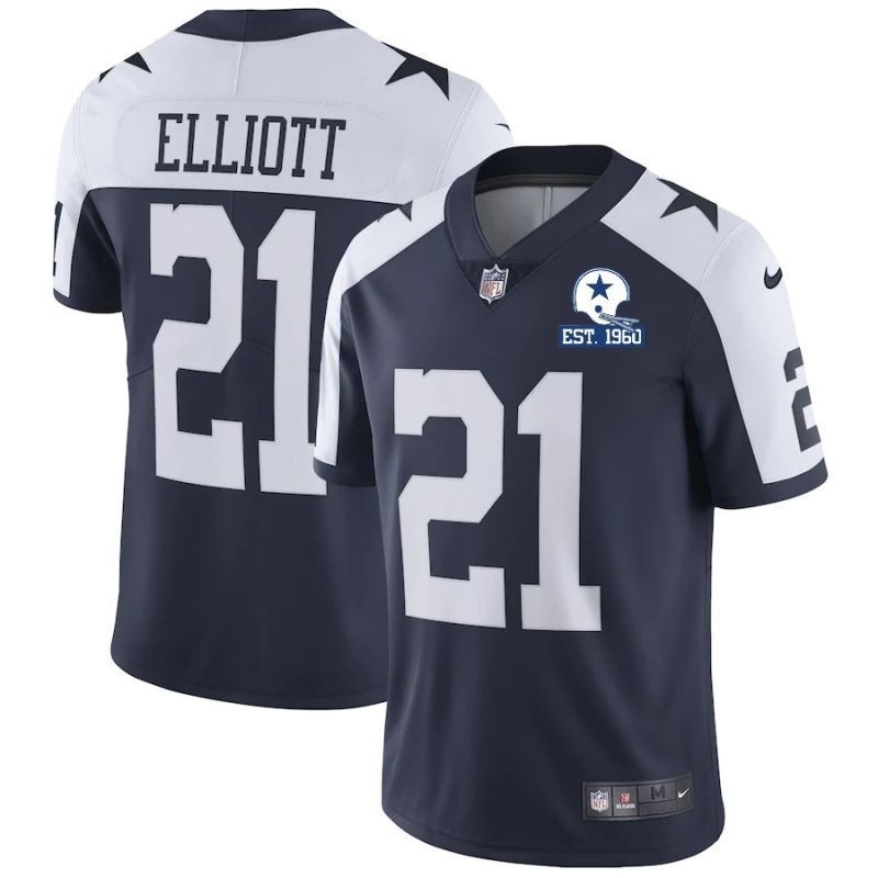 Dallas Cowboys Ezekiel Elliott 21 Nfl 2020 Black Blue Jersey