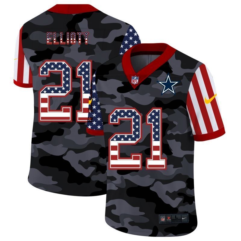 Dallas Cowboys Ezekiel Elliott 21 Nfl 2020 Camo Black Jersey
