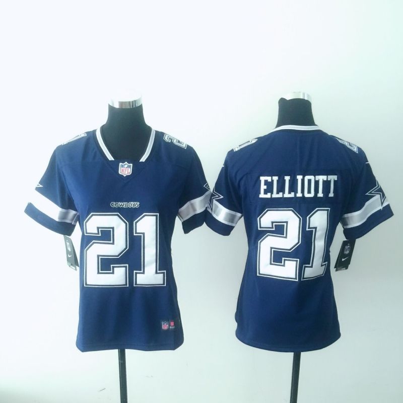 Dallas Cowboys Ezekiel Elliott 21 Nfl 2020 Navy Blue Womens Jersey