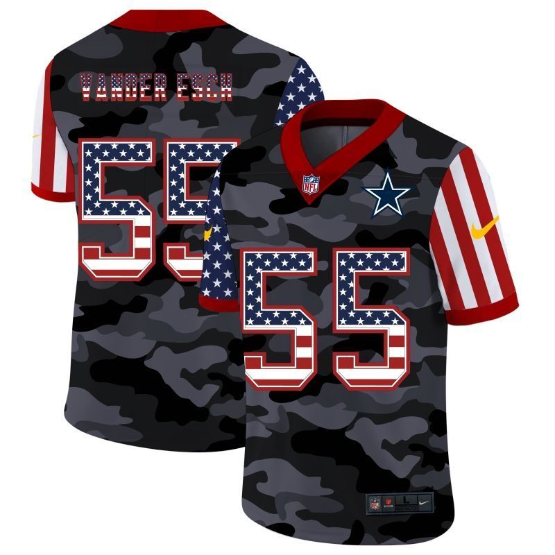 Dallas Cowboys Leighton Vander Esch 55 Nfl 2020 Amercian Flag Camo Jersey